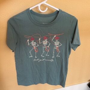 Graphic Tee with Skeleton Cowboys